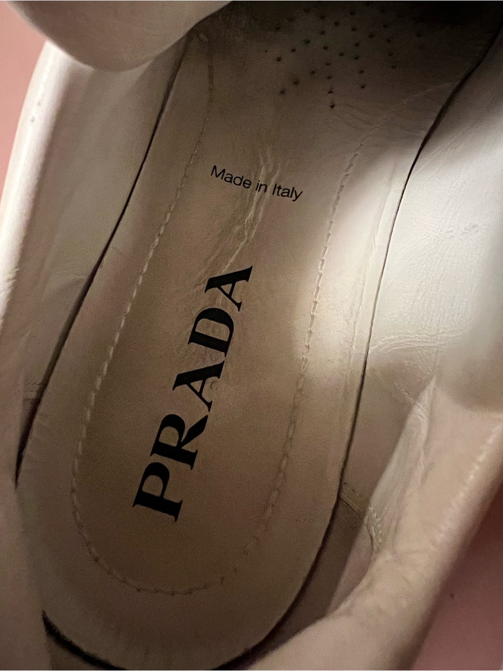 Prada Milano Women’s White Leather Sneakers with Black Accent - Picture 4 of 7